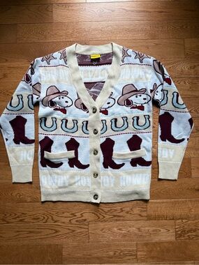 Peanuts Snoopy Western Howdy Button-Front Cardigan size XS